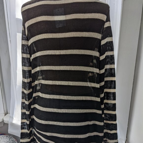 charlotte russe nwt black and white striped open cardigan with pockets size smal - Picture 3 of 4